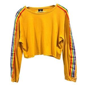 Yellow Rainbow Crop Top Pride Y2K 90's Retro Skater Grunge Indie Sleeze